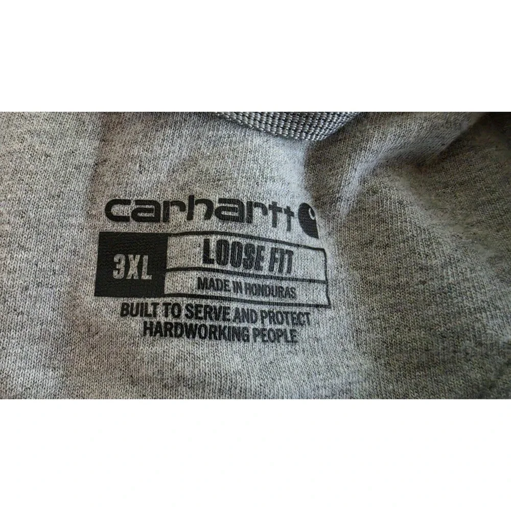 Carhartt Men's Grey Hooded Jacket Size 3XL Loose Fit